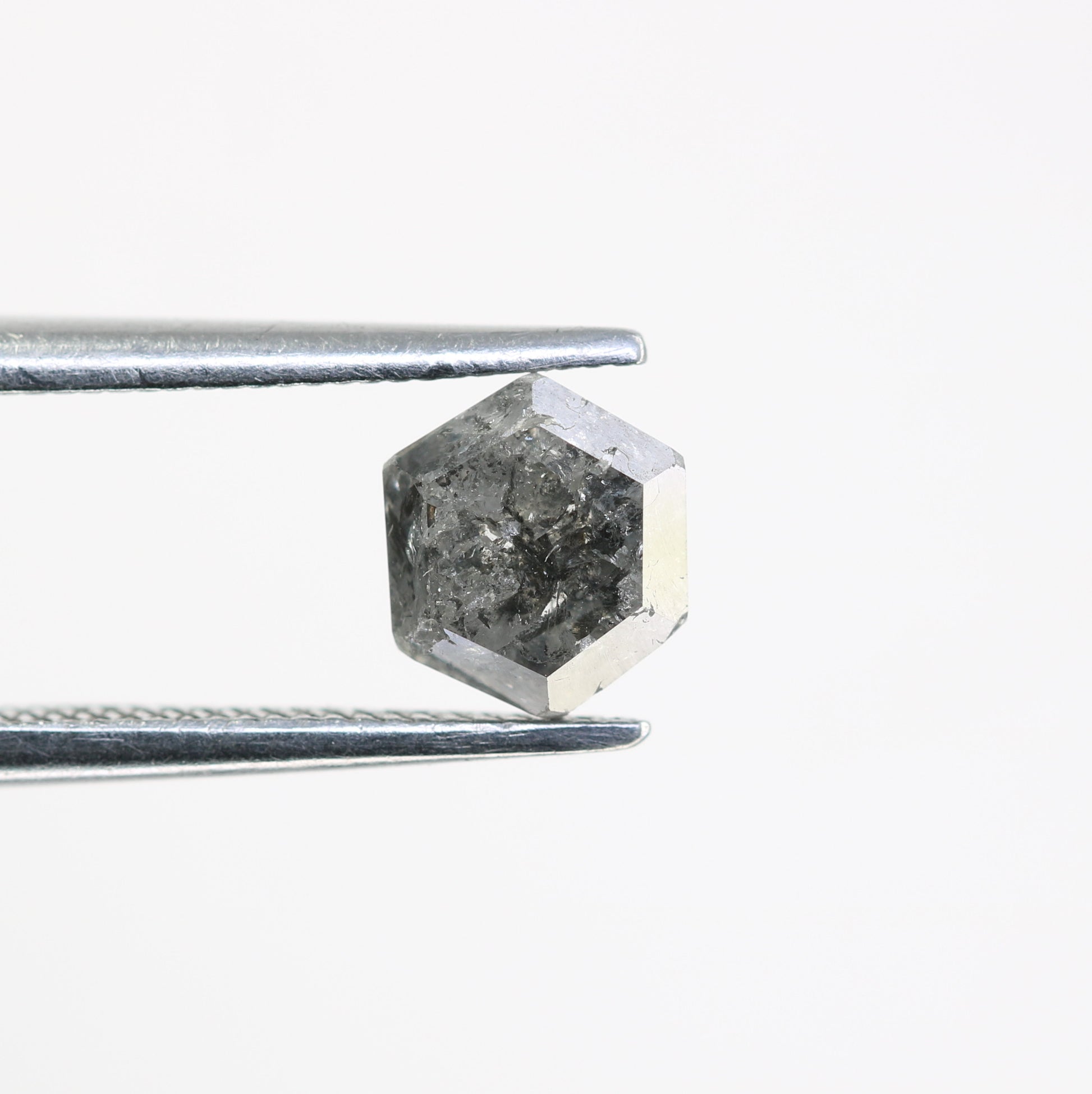 0.98 CT Salt And Pepper Hexagon Cut Natural Diamond For Engagement Ring - JayKrishna Diamond