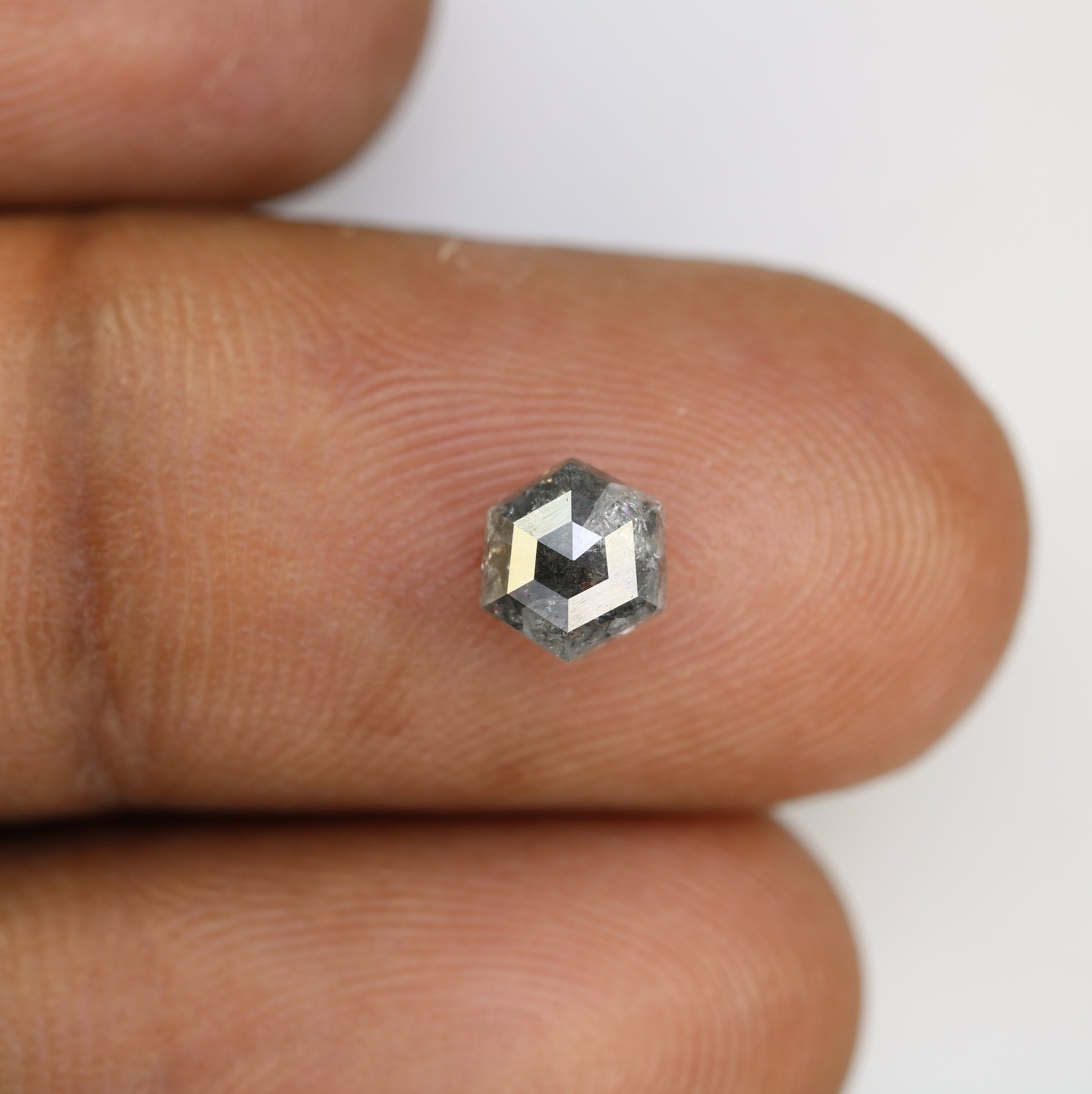0.98 CT Salt And Pepper Hexagon Cut Natural Diamond For Engagement Ring - JayKrishna Diamond