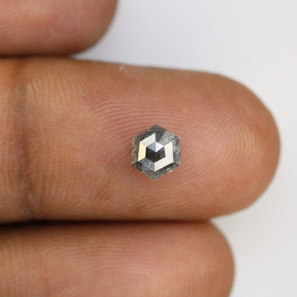 0.98 CT Salt And Pepper Hexagon Cut Natural Diamond For Engagement Ring - JayKrishna Diamond