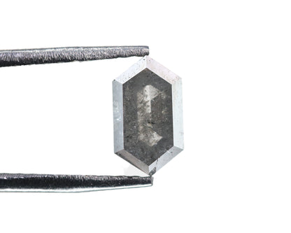 0.60 CT Hexagon Shape Salt and Pepper Rustic Diamond Halo Engagement Ring: A Unique Gift for Her - JayKrishna Diamond