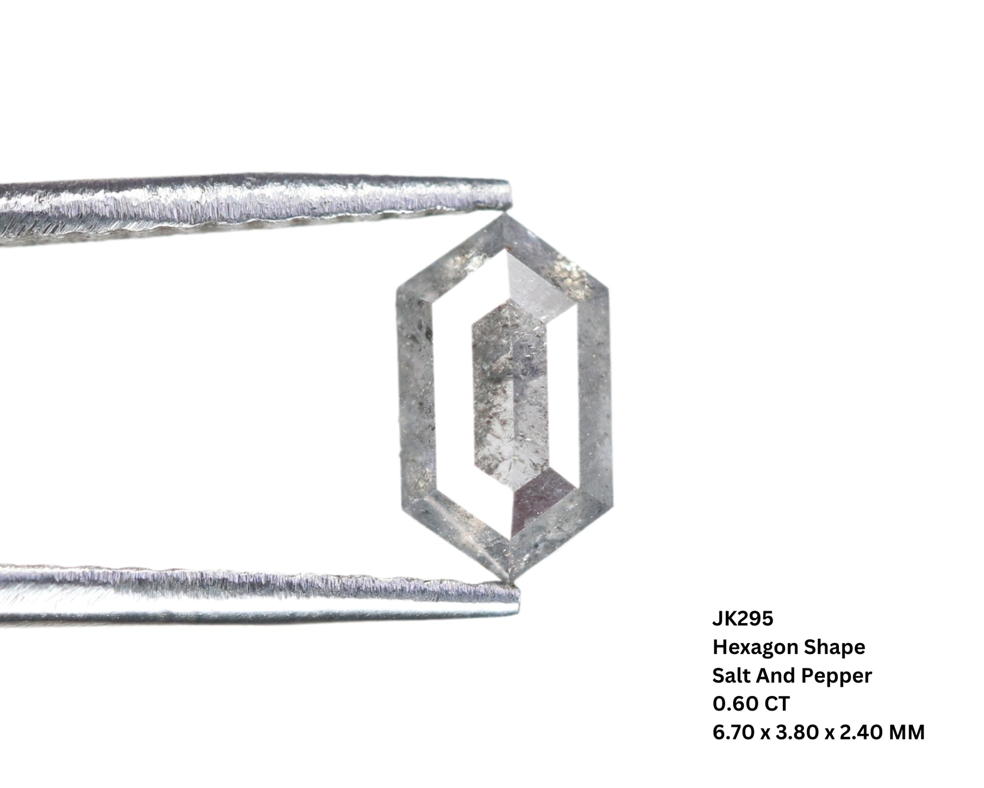 0.60 CT Hexagon Shape Salt and Pepper Rustic Diamond Halo Engagement Ring: A Unique Gift for Her - JayKrishna Diamond