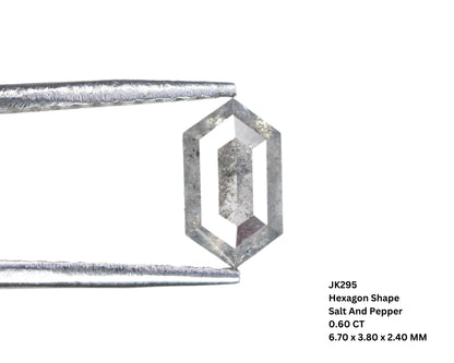 0.60 CT Hexagon Shape Salt and Pepper Rustic Diamond Halo Engagement Ring: A Unique Gift for Her - JayKrishna Diamond