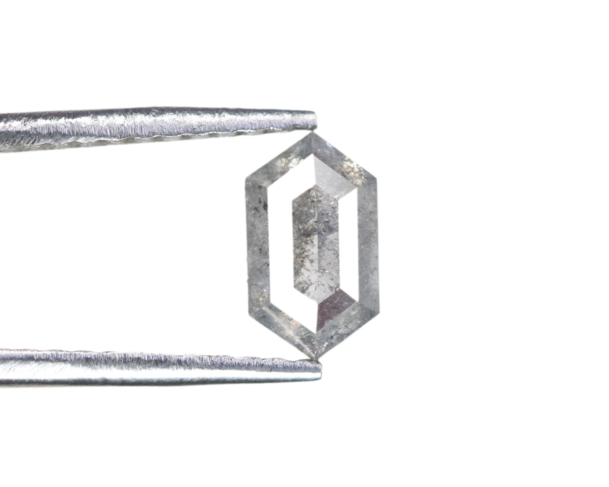 0.60 CT Hexagon Shape Salt and Pepper Rustic Diamond Halo Engagement Ring: A Unique Gift for Her - JayKrishna Diamond