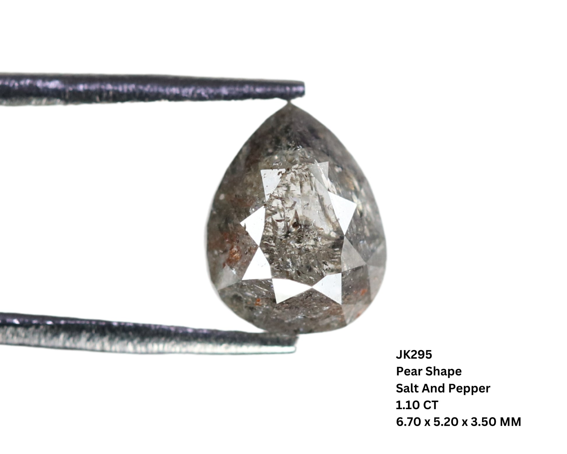 1.10 CT Pear Shape Salt And Pepper Rustic Diamond For Statement Jewelry | Halo set Ring | Gift For Her - JayKrishna Diamond