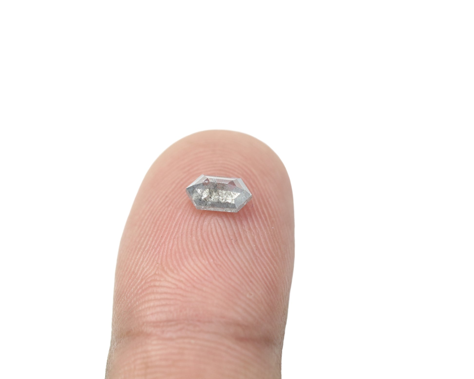 0.60 CT Hexagon Shape Salt and Pepper Rustic Diamond Halo Engagement Ring: A Unique Gift for Her - JayKrishna Diamond