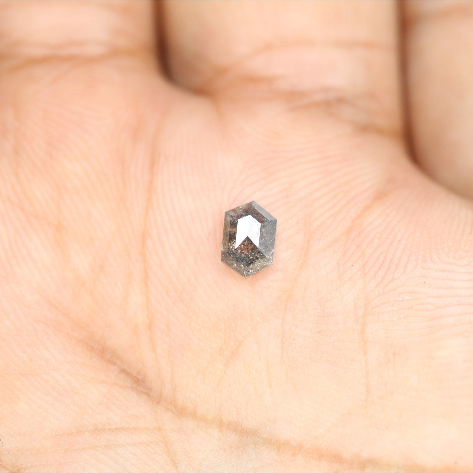 0.50 CT Salt And Pepper Hexagon Shape Rustic Diamond For Halo set Ring | Bezel Set Ring | Gift For Her - JayKrishna Diamond