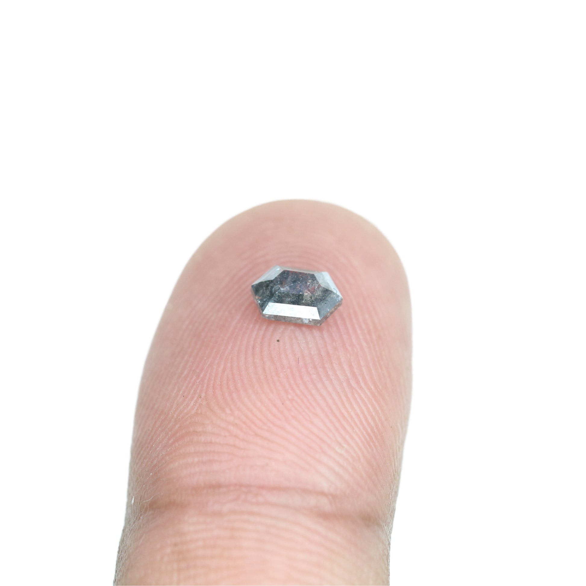 0.50 CT Salt And Pepper Hexagon Shape Rustic Diamond For Halo set Ring | Bezel Set Ring | Gift For Her - JayKrishna Diamond