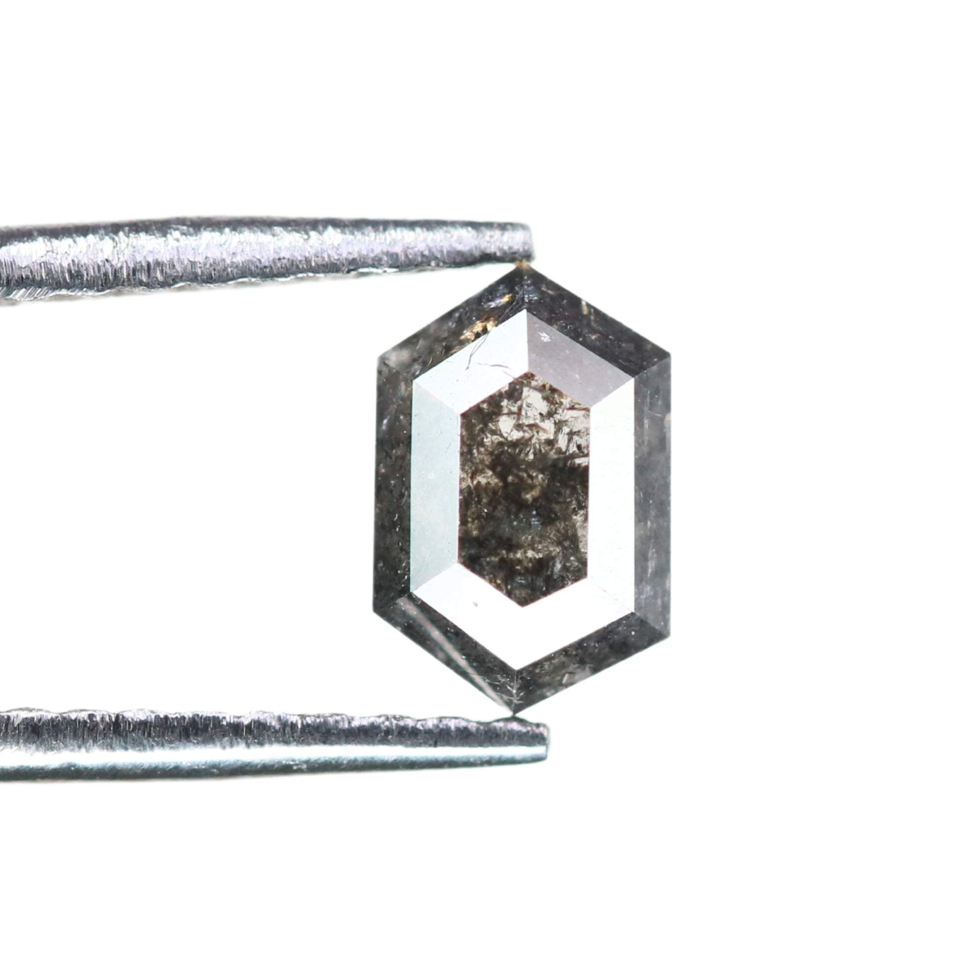 0.50 CT Salt And Pepper Hexagon Shape Rustic Diamond For Halo set Ring | Bezel Set Ring | Gift For Her - JayKrishna Diamond