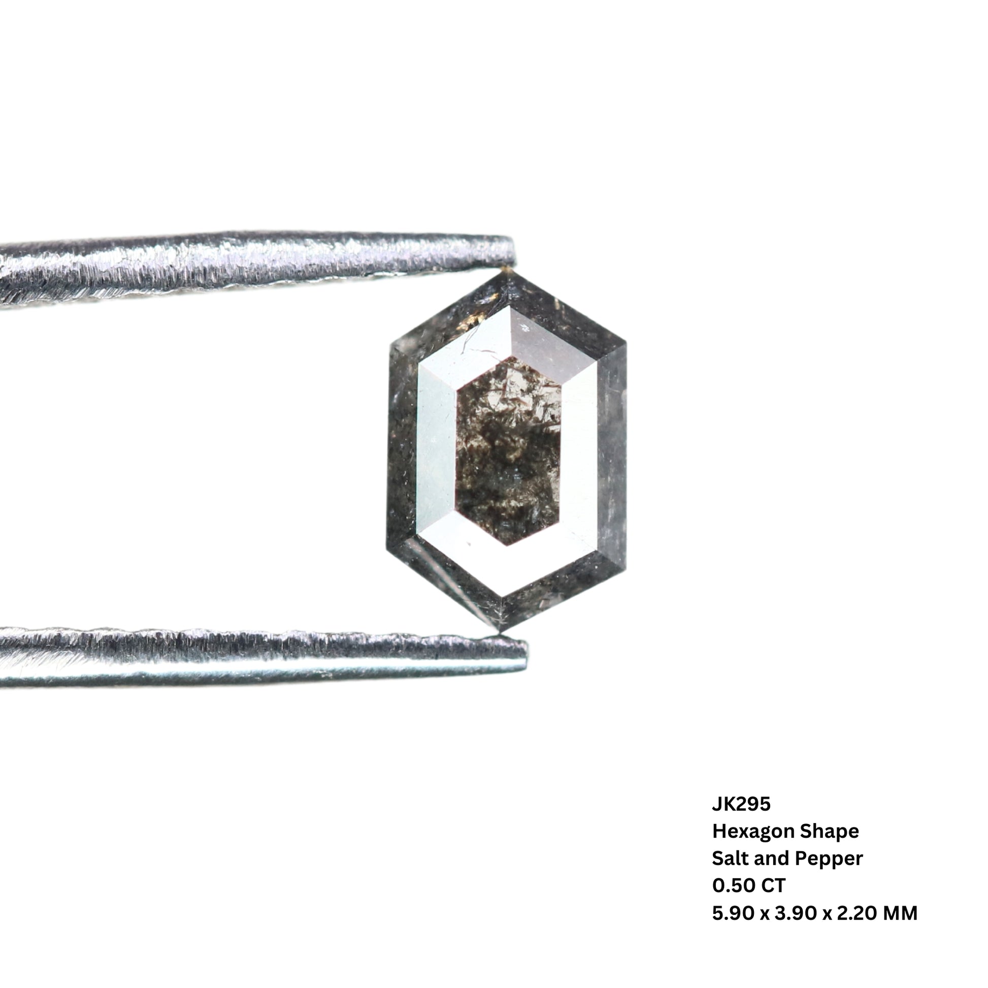 0.50 CT Salt And Pepper Hexagon Shape Rustic Diamond For Halo set Ring | Bezel Set Ring | Gift For Her - JayKrishna Diamond