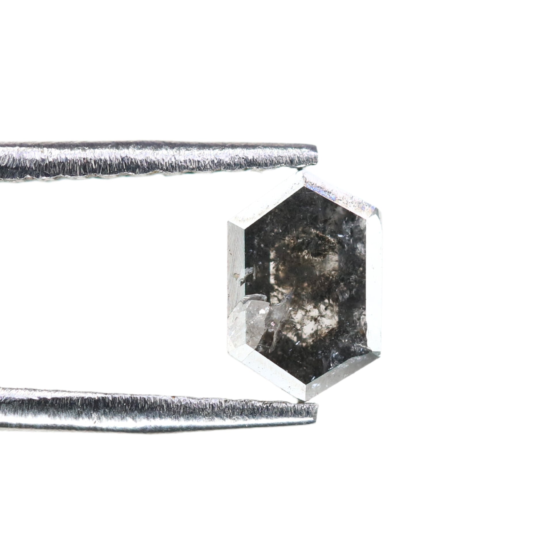 0.50 CT Salt And Pepper Hexagon Shape Rustic Diamond For Halo set Ring | Bezel Set Ring | Gift For Her - JayKrishna Diamond