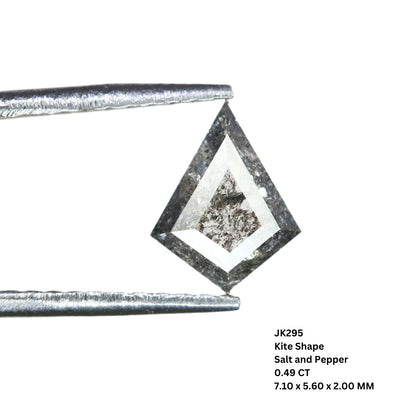 0.49 CT Kite Shape Salt And Pepper Rustic Natural Diamond For Bezel Set Ring | Halo Set Ring | Gift For Her - JayKrishna Diamond