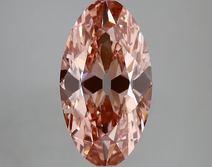 Moval Cut Lab Grown Diamond | 4.65 Carat, Vivid Pink Color, VVS2 Clarity