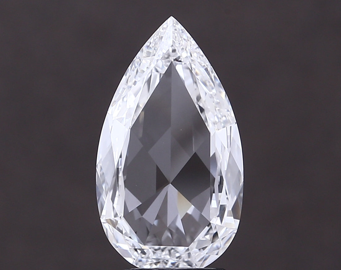 2.71 Carat Pear Rose Cut Lab Created Certified Diamond | E Color, VVS2 Clarity