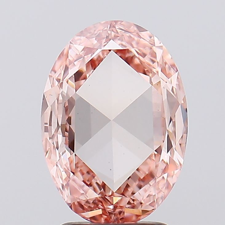 Oval Rose Cut Lab Grown Certified Diamond | Intense Pink Color, VS1 Clarity,