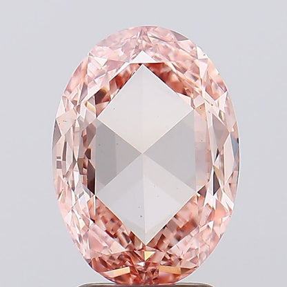 Oval Rose Cut Lab Grown Certified Diamond | Intense Pink Color, VS1 Clarity,