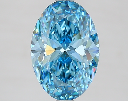 2.01 Carat Fancy Vivid Blue Oval Cut Lab Grown Diamond | VVS2 Clarity | IGI Certified Loose Diamond