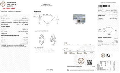 2.10 Carat IGI Certified Marquise Cut Lab Grown Diamond | Ethical & Sustainable Loose Stone