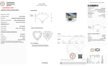 2.52 Carat Heart Shape Lab Grown Diamond | IGI Certified, Perfect for Engagement Rings