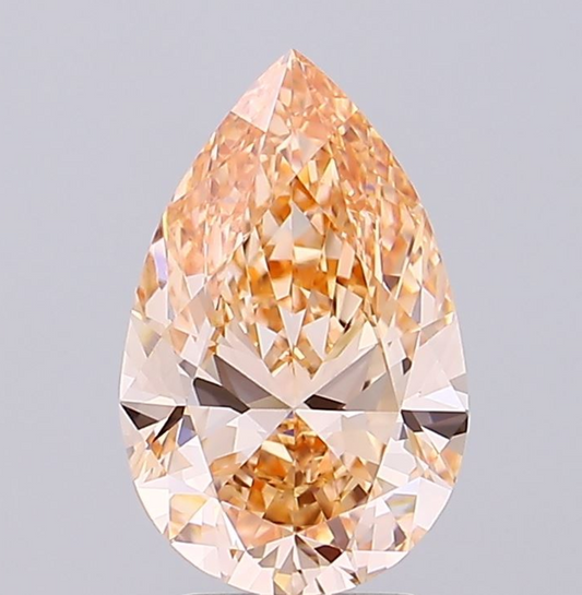 3 Carat Pear Cut Orange Color Lab Grown Diamond | IGI Certified Loose Diamond