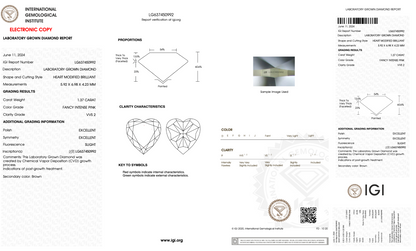 1.37 CT Heart Shape Lab Grown Diamond Fancy Intense Pink Color | IGI Certified | Lab Created Diamond for Jewelry