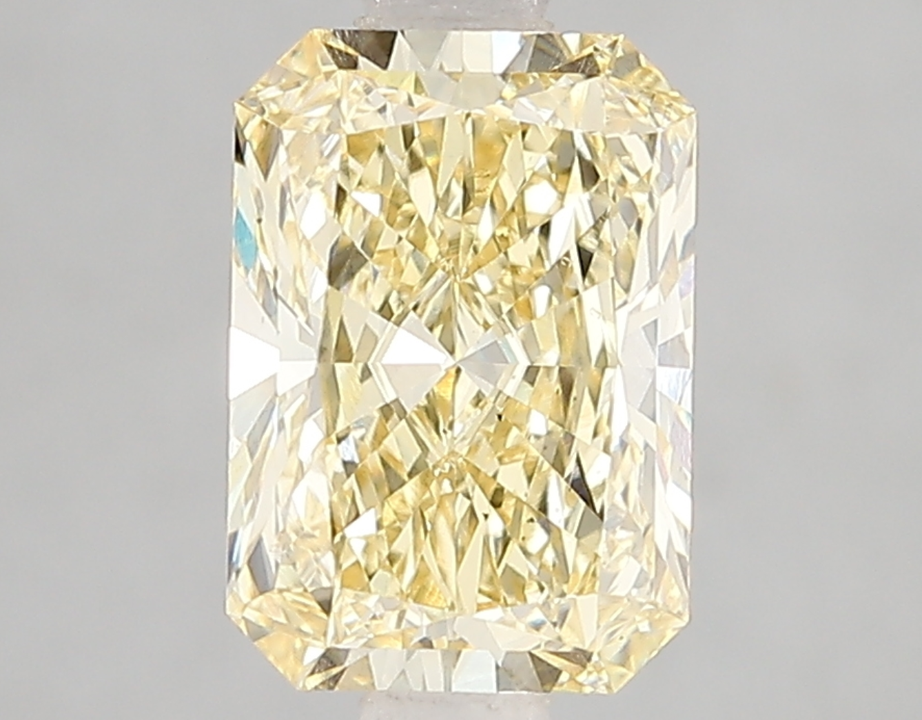 2.09 Carat Fancy Yellow Radiant Cut Lab Grown Diamond, VS1 Clarity, IGI Certified