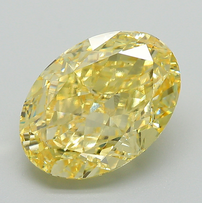5.06 Carat IGI Certified Fancy Vivid Yellow Oval Lab Grown Diamond | VVS2 Clarity Loose Stone