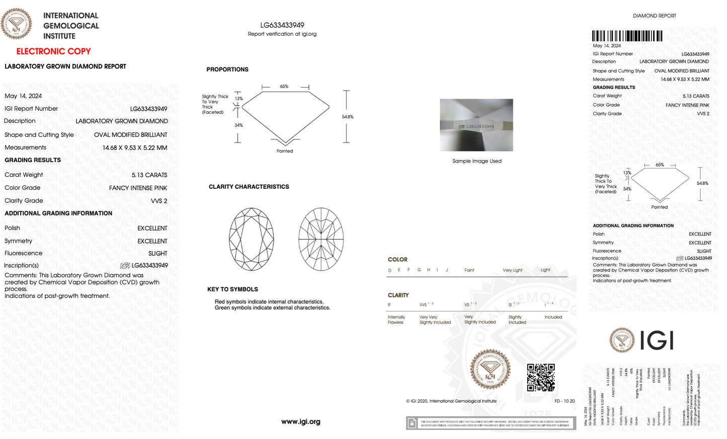 5.13 Carat Fancy Intense Pink Oval Lab Grown Diamond | IGI Certified, VVS2 Clarity, Sustainable Luxury