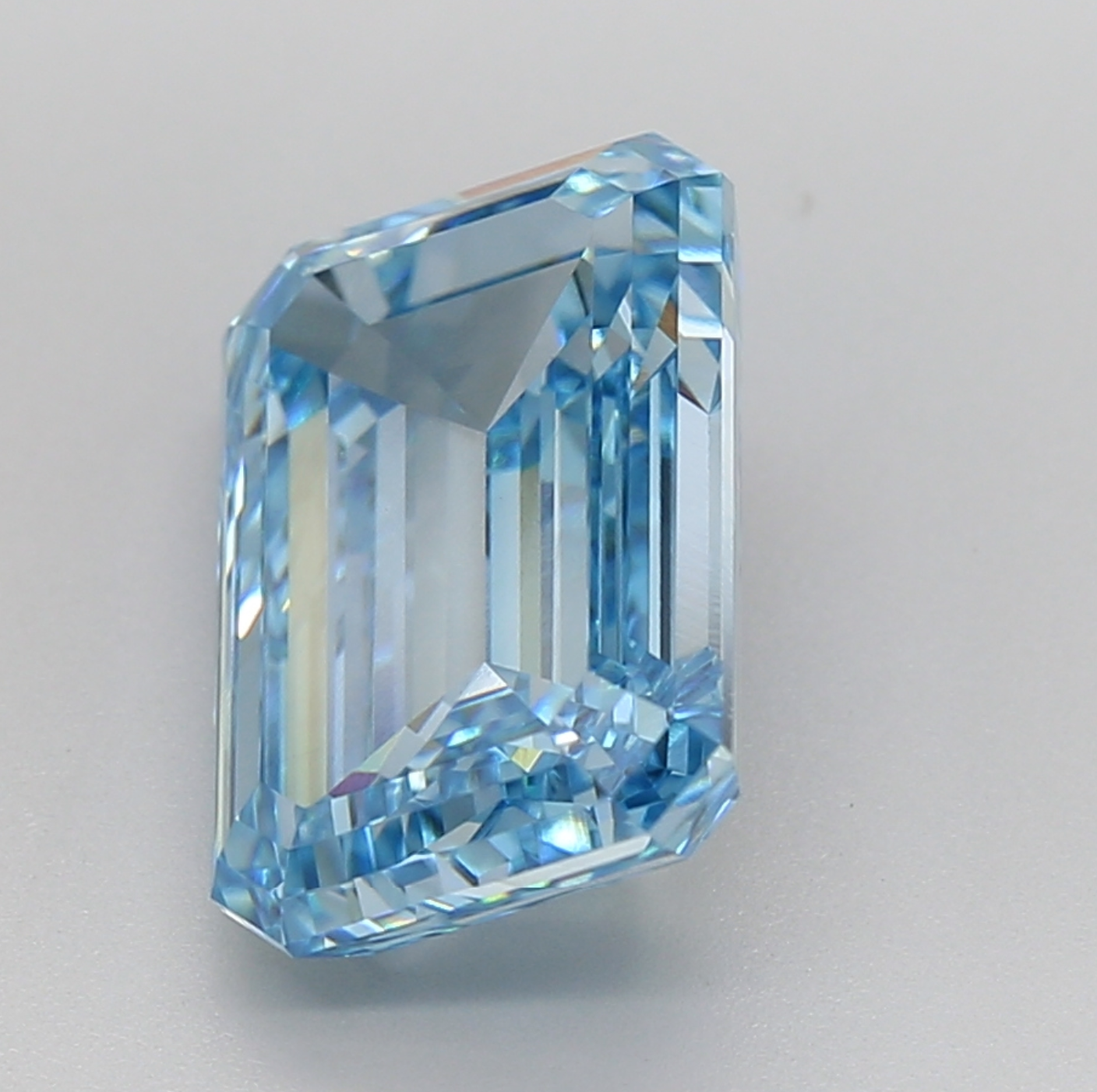 5 Carat Emerald Cut Fancy Intense Blue Lab Grown Diamond | VVS2 Clarity, IGI Certified