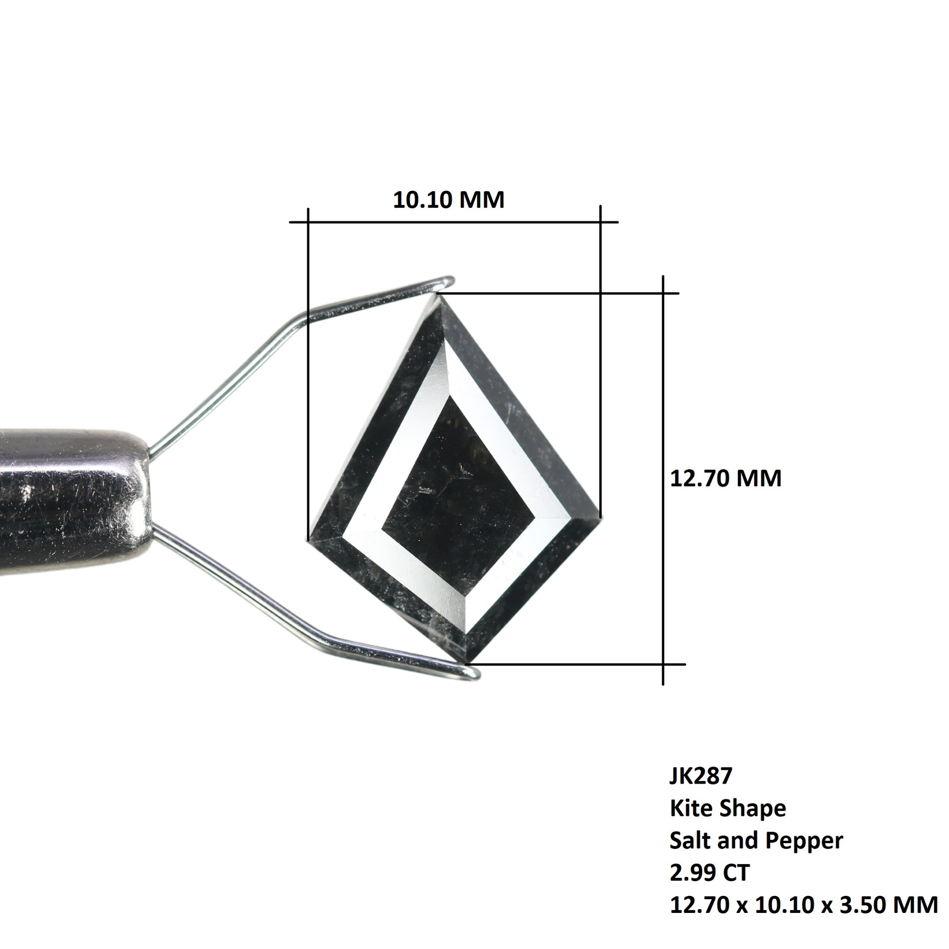 2.99 CT Natural Salt And Pepper Rustic Kite Shape Diamond For Engagement Ring - JayKrishna Diamond