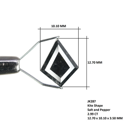2.99 CT Natural Salt And Pepper Rustic Kite Shape Diamond For Engagement Ring - JayKrishna Diamond