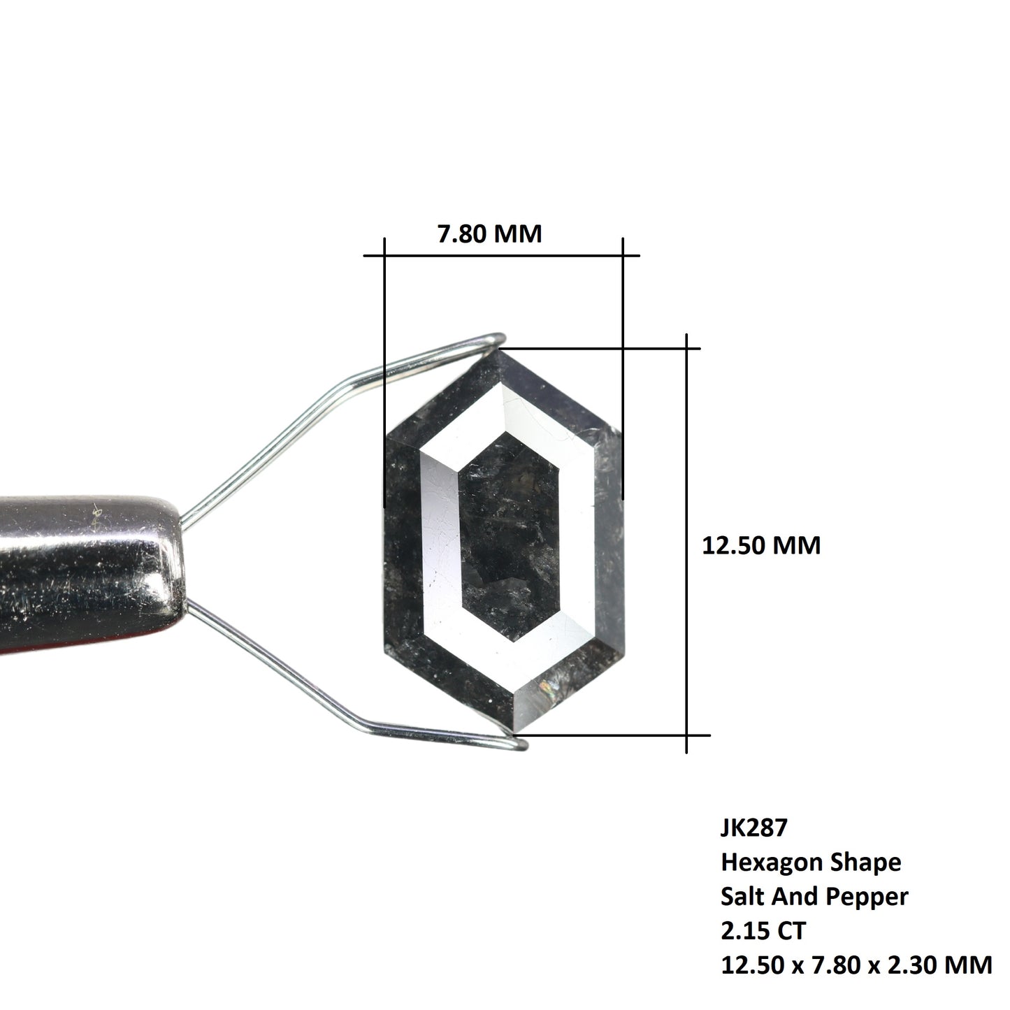 2.15 CT Natural Salt And Pepper Rustic Hexagon Diamond For Wedding Ring | Engagement Ring - JayKrishna Diamond