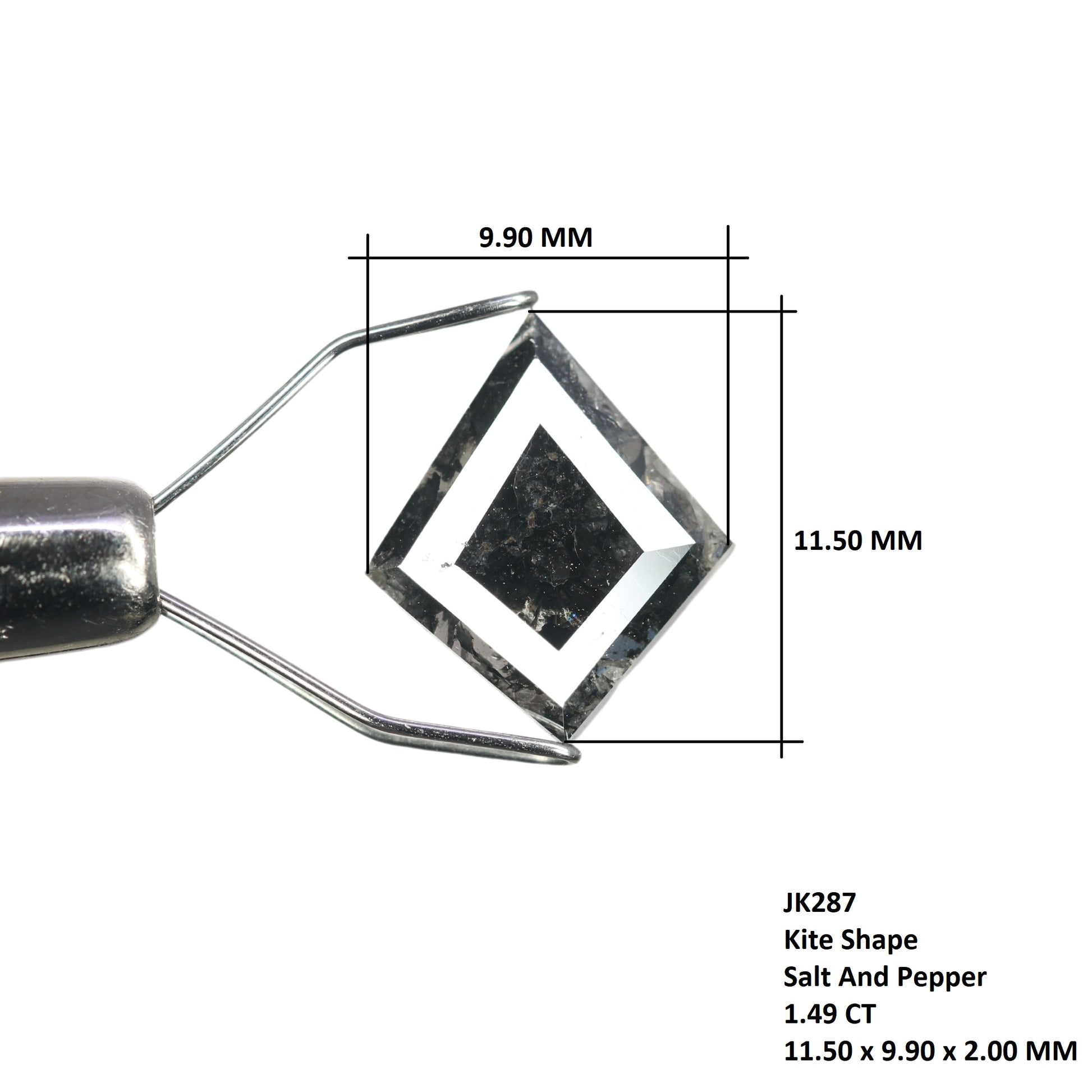 1.49 CT Kite Shape Fancy Salt And Pepper Diamond For Engagement Ring | Gift For Her - JayKrishna Diamond