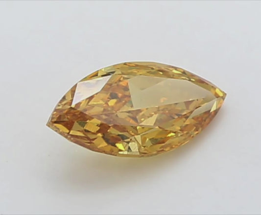 1.00 CT Marquise Cut Lab Grown Diamond Fancy Vivid Brownish Yellow | IGI Certified | Lab Created Diamond for Rings