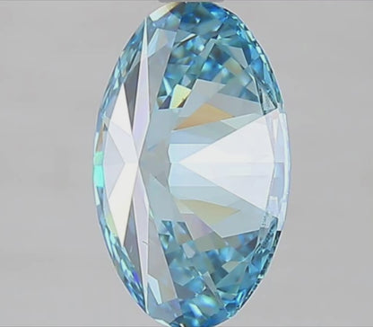 2.01 Carat Fancy Vivid Blue Oval Cut Lab Grown Diamond | VVS2 Clarity | IGI Certified Loose Diamond