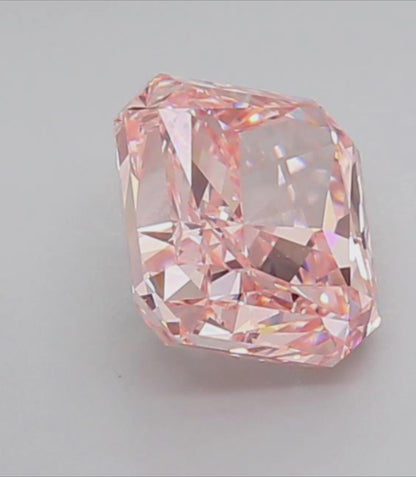 3 CT Square Radiant Cut Lab Grown Diamond | Fancy Intense Pink Color | IGI Certified Loose Diamond