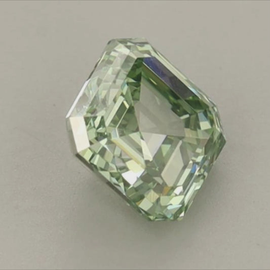 1.00 CT Asscher Cut Lab Grown Diamond Fancy Green Color | IGI Certified | Lab Created Diamond for Rings