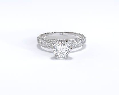Yellow Gold Pave Band Pear Halo Black Rutilated Quartz Engagement Ring - JayKrishna Diamond