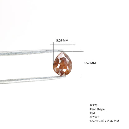 0.73 CT Red Colour Pear Shape Natural Diamond | Solitaire Pear Diamond For Engagement Ring | Anniversary Pear Diamond Ring Gift For Wife - JayKrishna Diamond