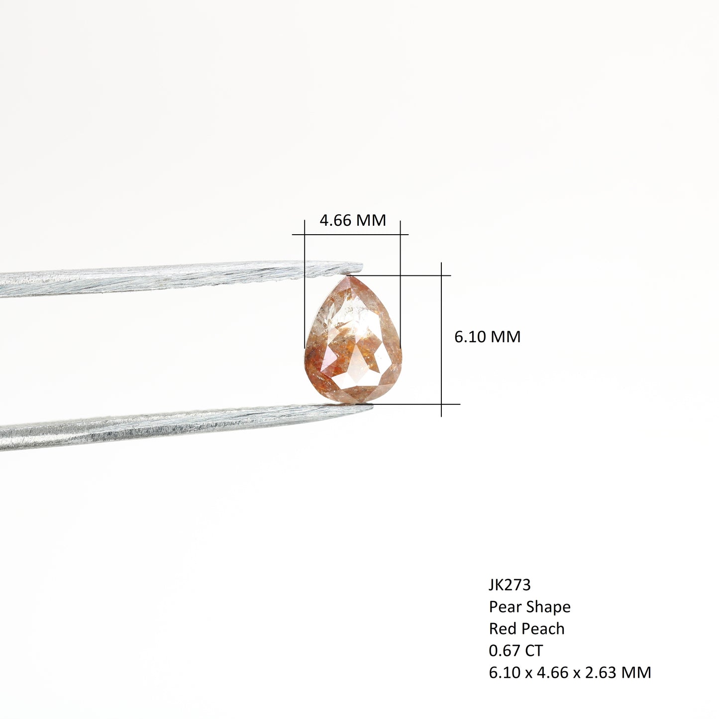 0.67 CT Red Peach Pear Diamond for Engagement Ring - Solitaire Pear Prong Set Ring for Valentine's Day or Anniversary Gift - Unique Gemstone for Custom Jewelry Designs - JayKrishna Diamond