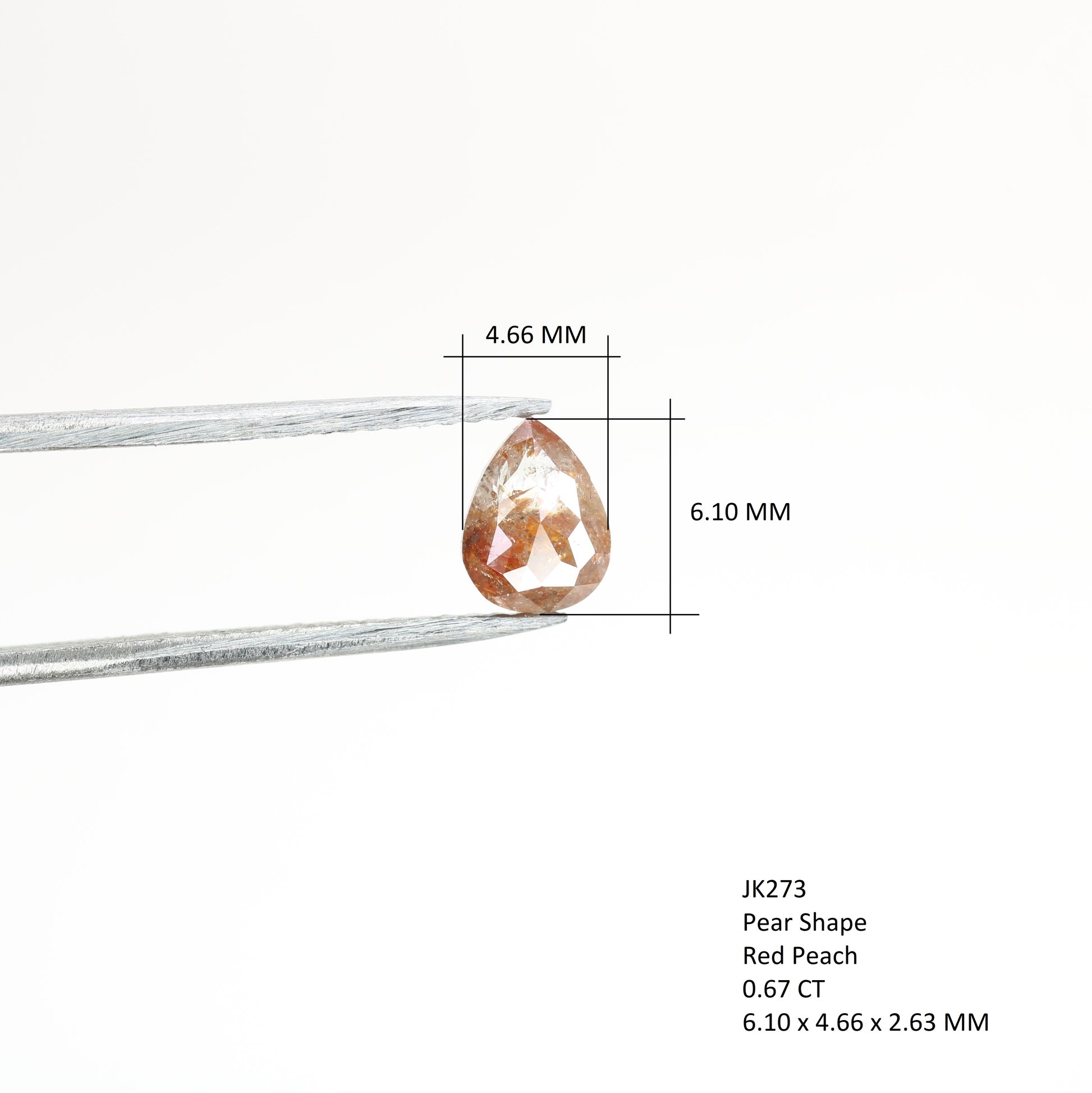 0.67 CT Red Peach Pear Diamond for Engagement Ring - Solitaire Pear Prong Set Ring for Valentine's Day or Anniversary Gift - Unique Gemstone for Custom Jewelry Designs - JayKrishna Diamond