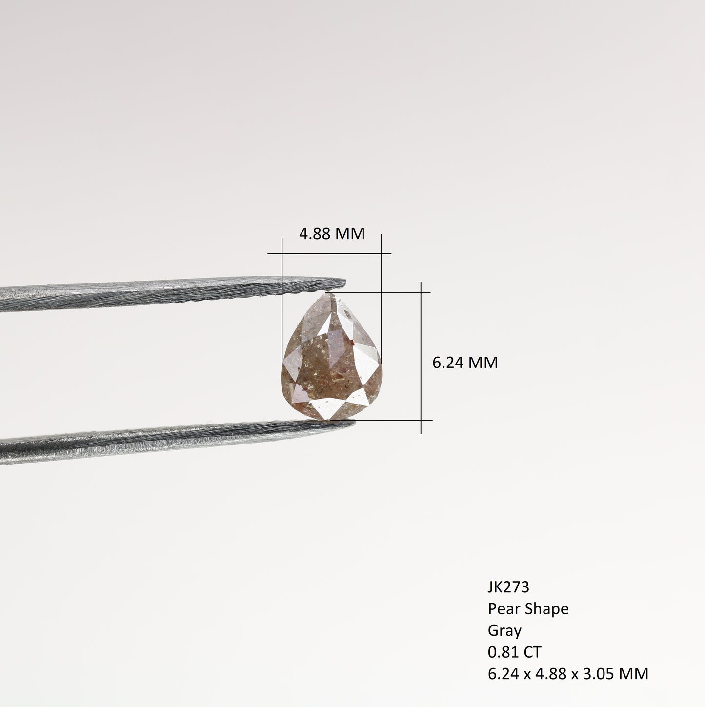 0.81 CT Pear Shape Natural Loose Diamond Gray Color | Pear For Diamond Jewelry - JayKrishna Diamond