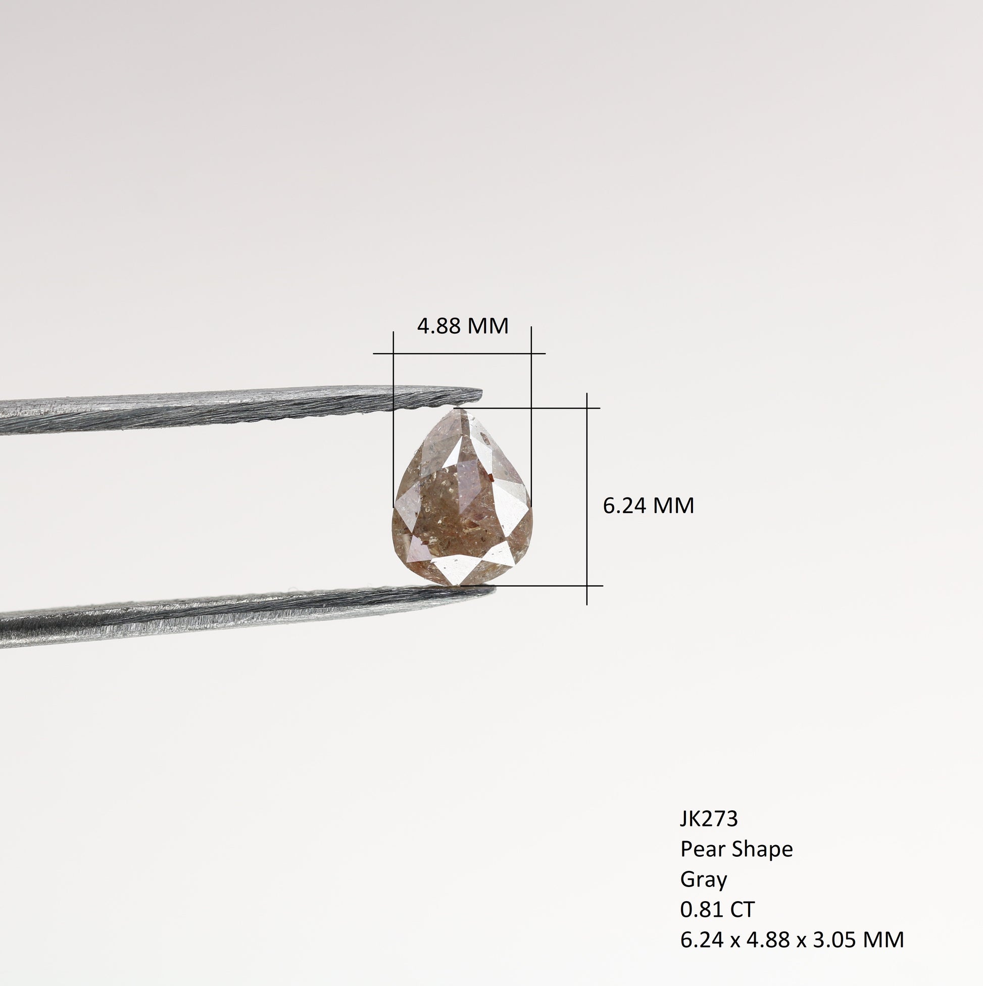 0.81 CT Pear Shape Natural Loose Diamond Gray Color | Pear For Diamond Jewelry - JayKrishna Diamond
