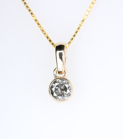 Loose Salt And Pepper Diamond Pendant Bezel Setting With 10K Gold Chain Necklace Gift For Her - JayKrishna Diamond