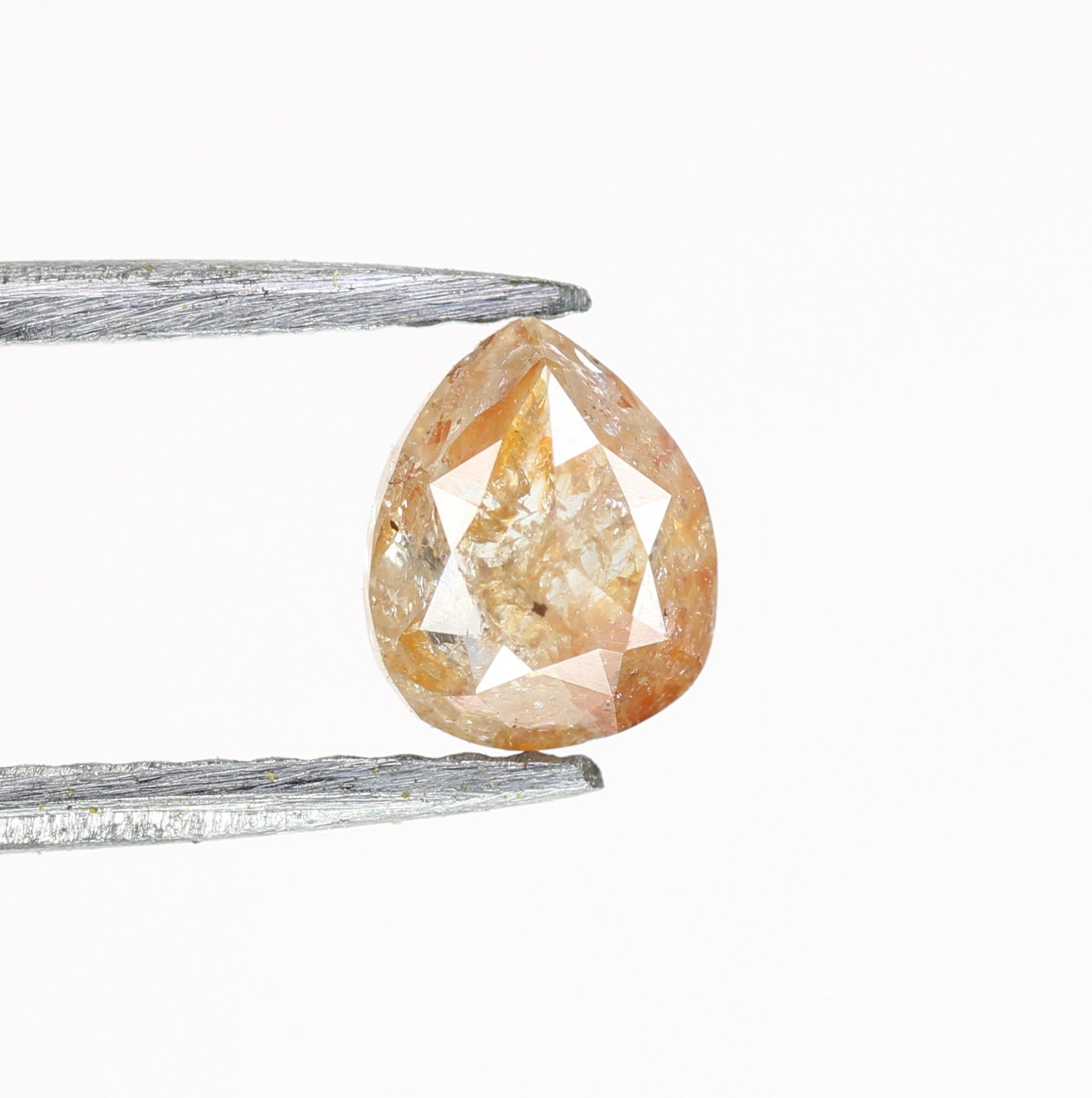 0.48 CT Pear Peach Colour Diamond For Engagement Necklace | Pear Matte Finish Band Ring - JayKrishna Diamond