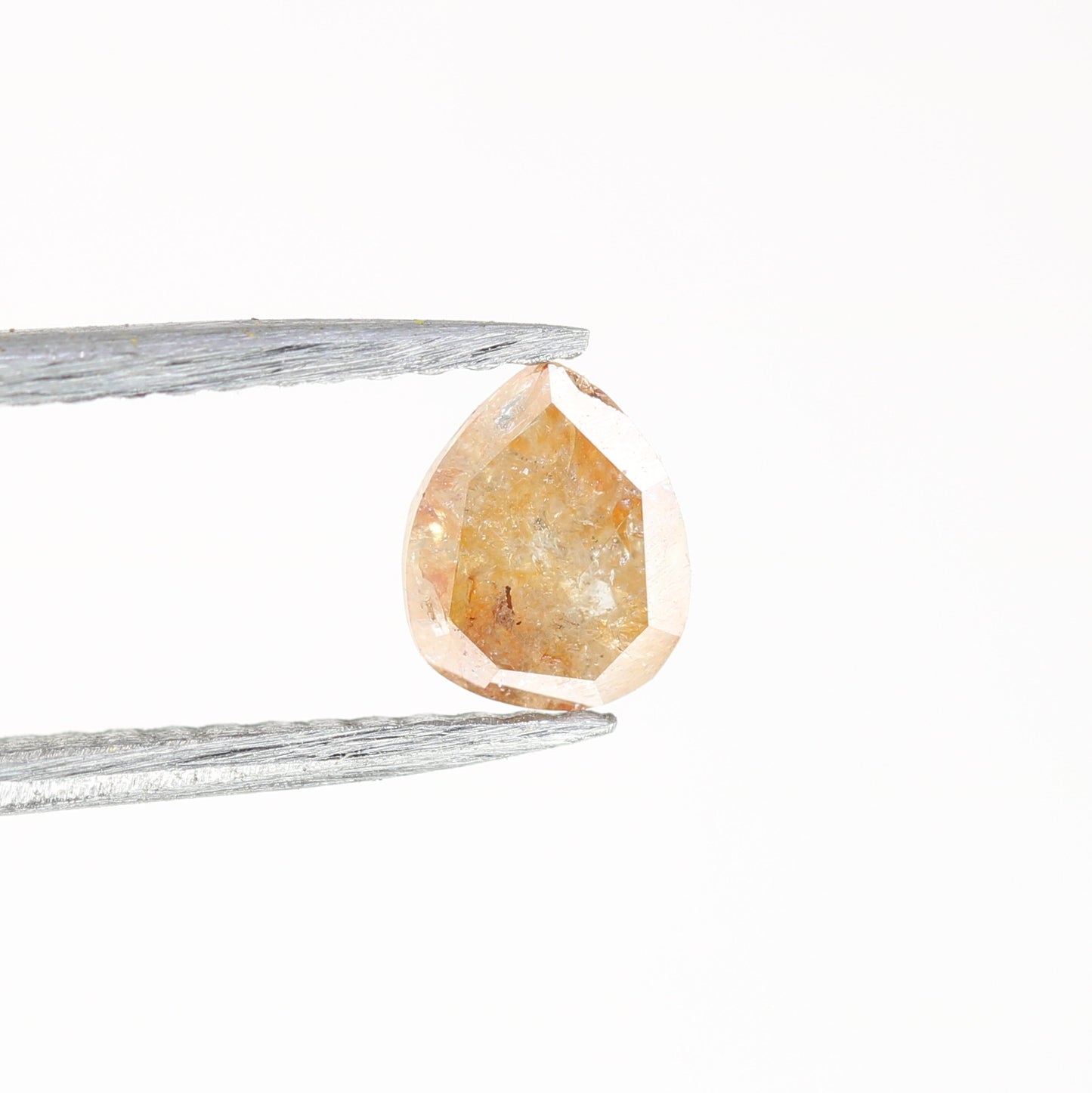 0.48 CT Pear Peach Colour Diamond For Engagement Necklace | Pear Matte Finish Band Ring - JayKrishna Diamond