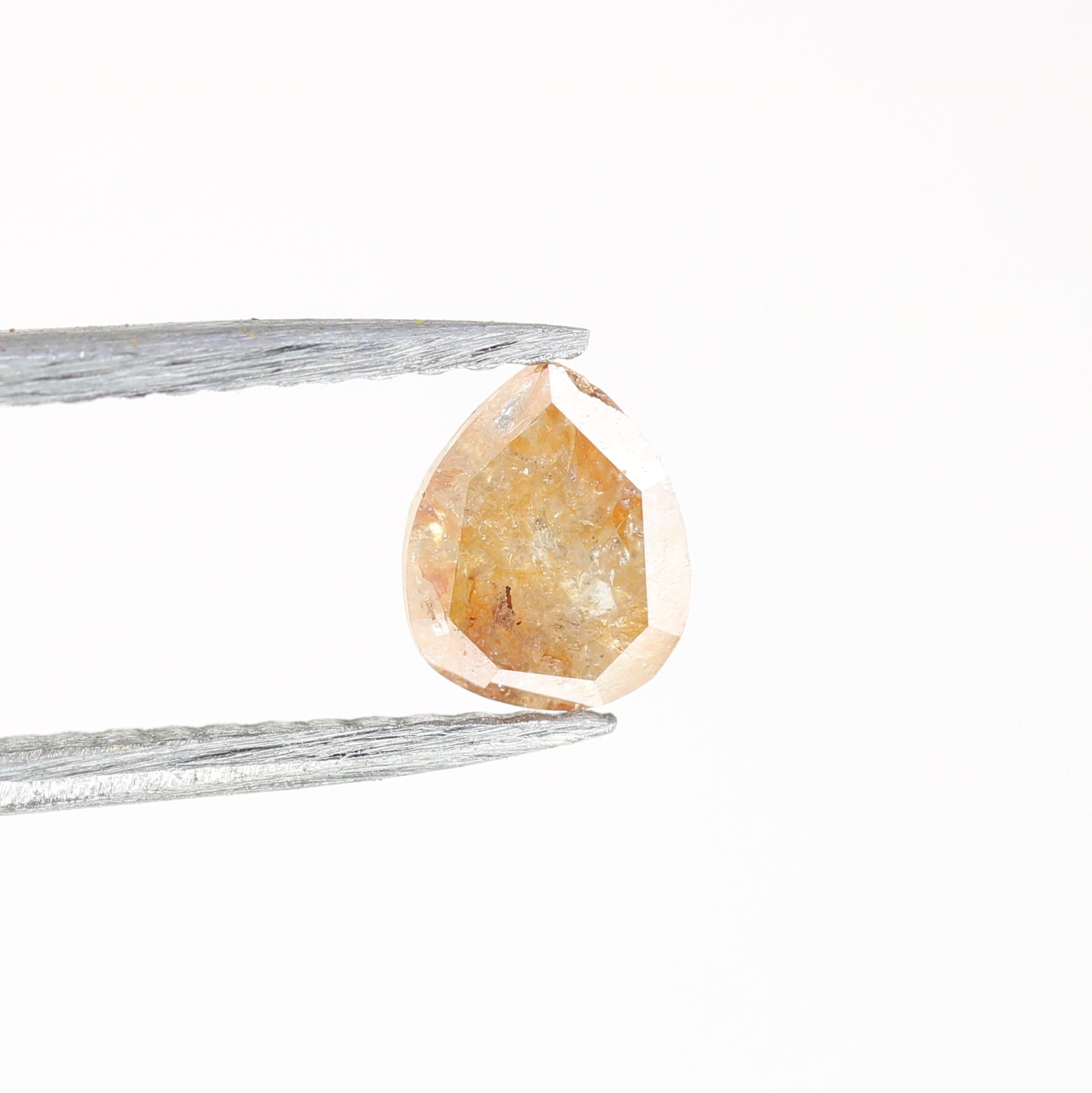 0.48 CT Pear Peach Colour Diamond For Engagement Necklace | Pear Matte Finish Band Ring - JayKrishna Diamond