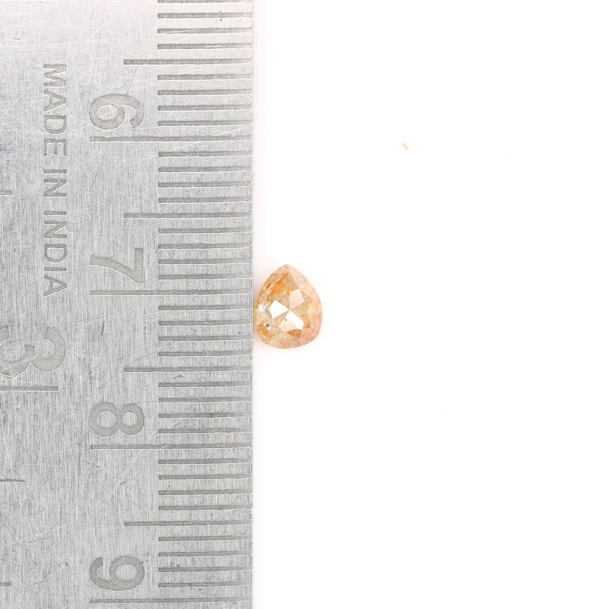 0.48 CT Pear Peach Colour Diamond For Engagement Necklace | Pear Matte Finish Band Ring - JayKrishna Diamond