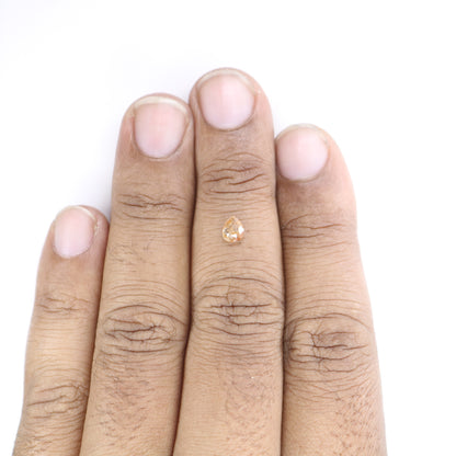 0.48 CT Pear Peach Colour Diamond For Engagement Necklace | Pear Matte Finish Band Ring - JayKrishna Diamond