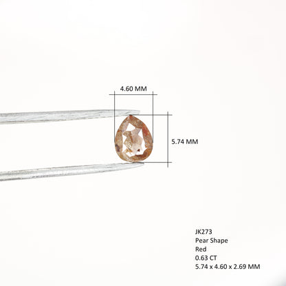 0.63 CT Red Pear Natural Loose Diamond for a Captivating Anniversary Ring: Rustic Pear Diamond Engagement Ring Design - JayKrishna Diamond