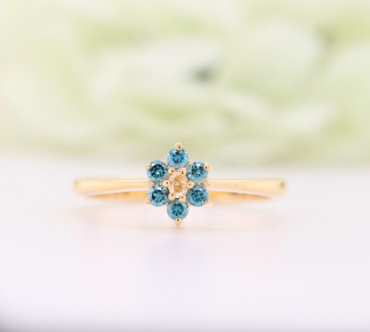 Diamond Trefoil Ring | 14k Solid Gold Tiny Promise Ring | Small Shamrock Ring Women | 14k Clover Engagement Ring, Solid Gold Promise Ring - JayKrishna Diamond